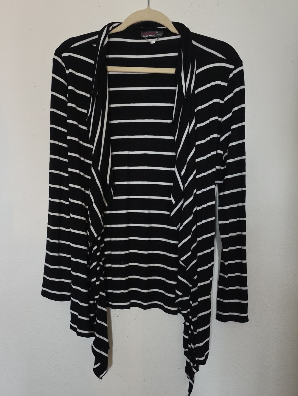 Striped Open-Front Women’s Cardigan - Black & White